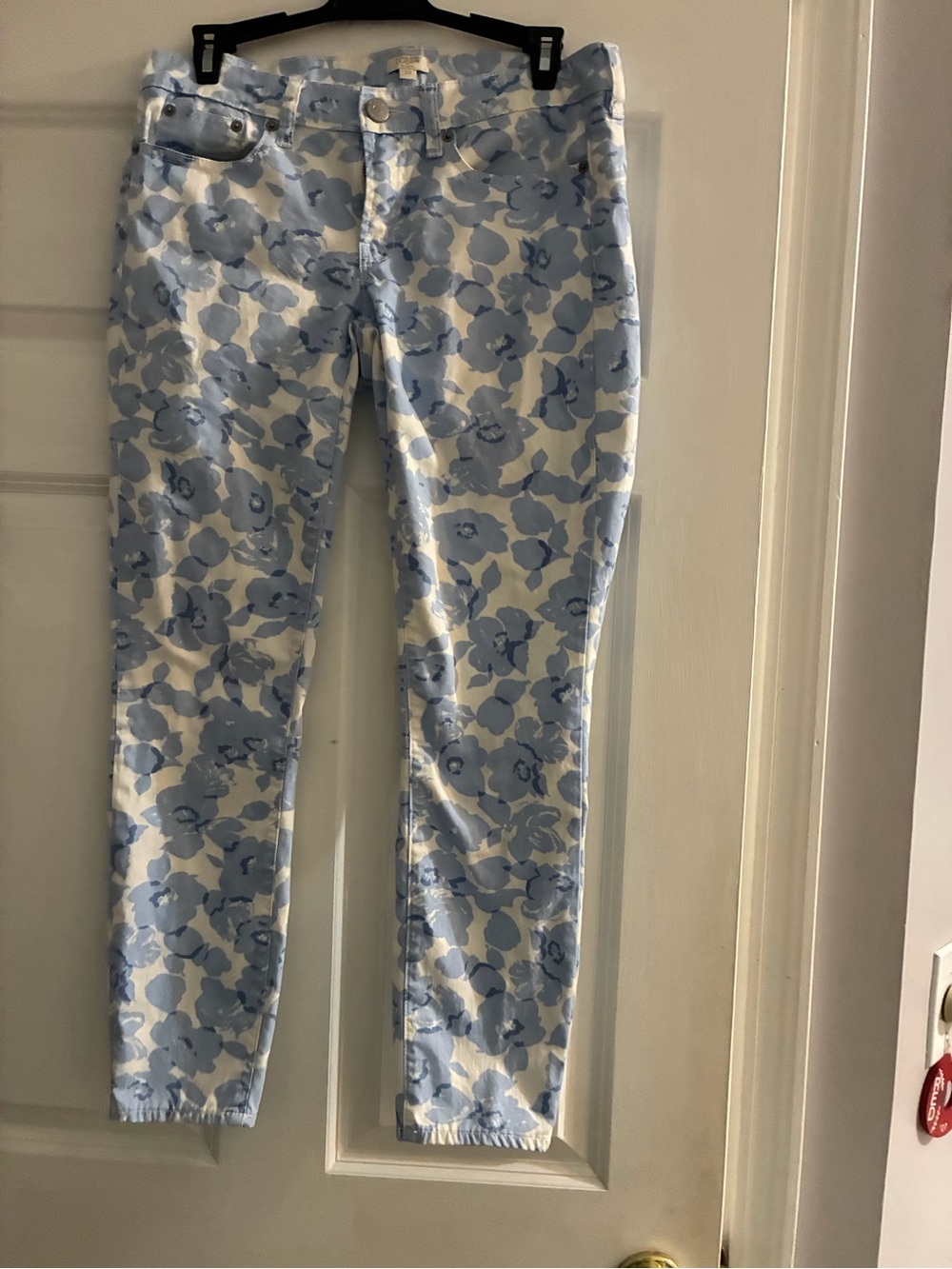 J. Crew Light Blue and White Floral Stretch Jeans